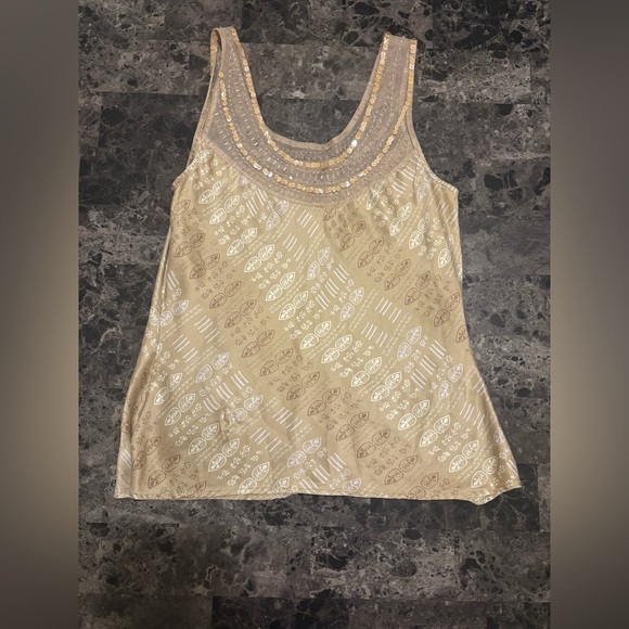 Old Navy Tops - Vintage Old Navy 100% Silk Top M Beaded Y2K Neutral Softcore Blouse